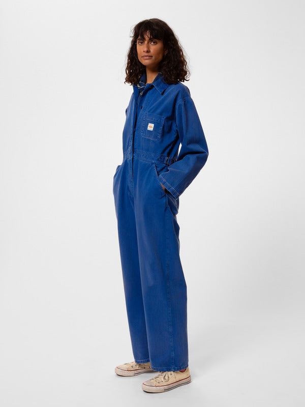 Ella Herringbone Boilersuit Blue