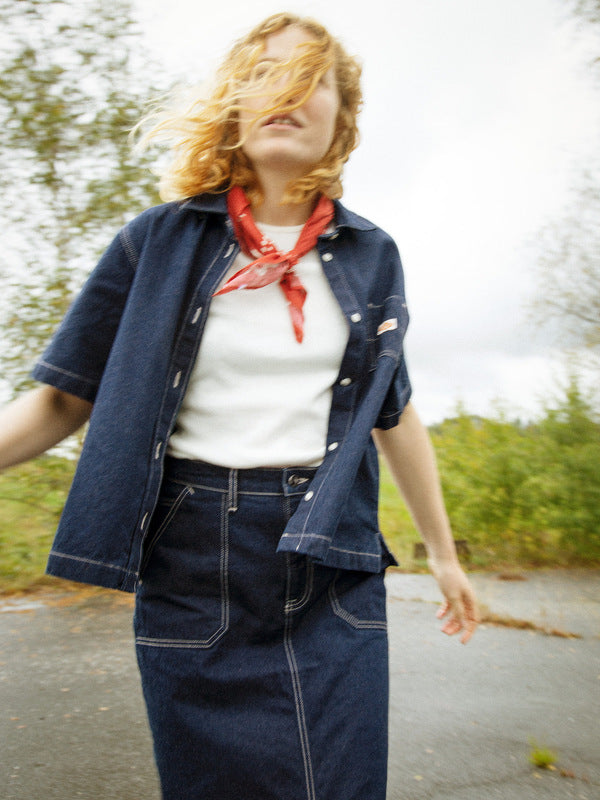 Lina Painter Denim Shirt Dark Blue