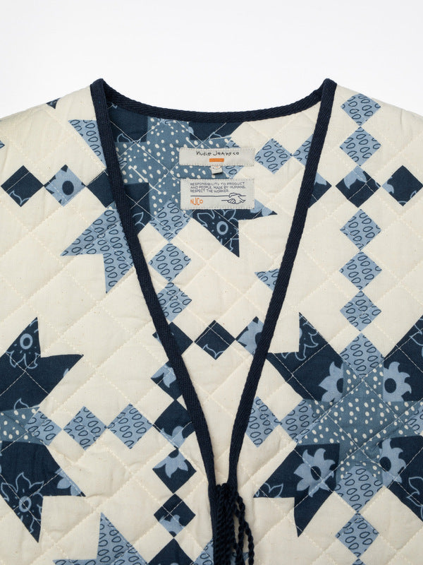 Lill Quilted Cotton Vest Offwhite/Blue - image 4