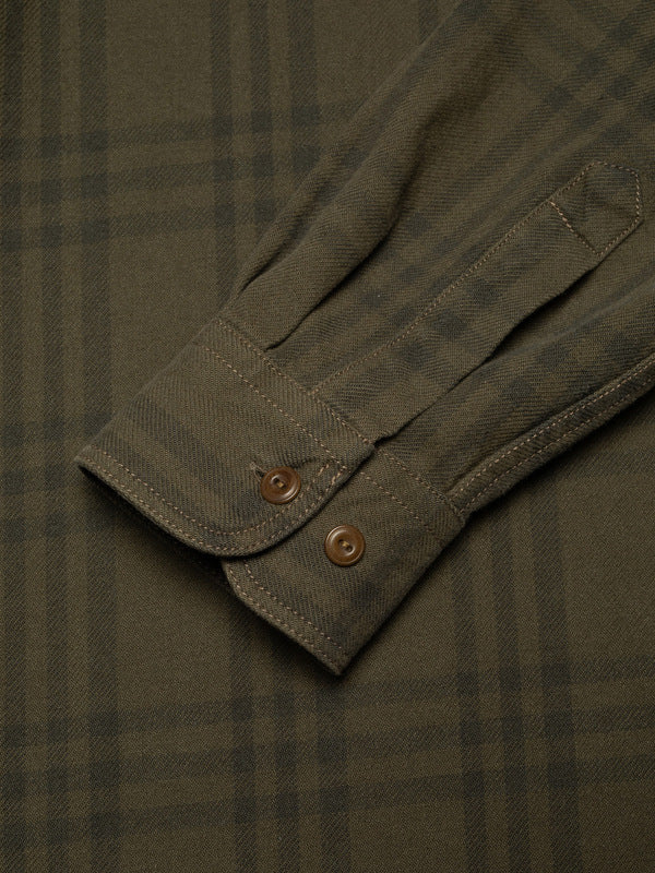 Julian Worker Plaid Check Shirt Olive - image 3