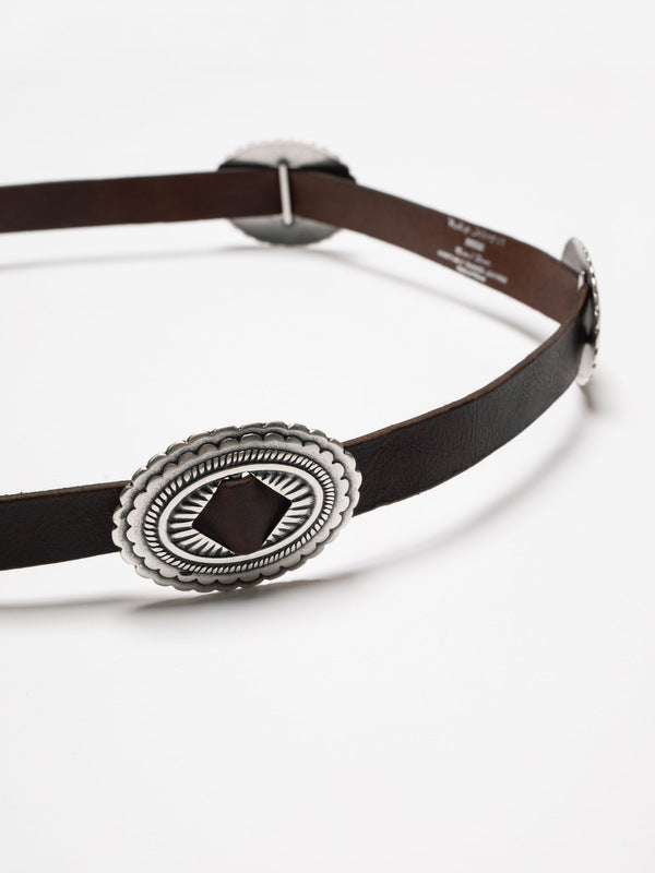 Western Concho Silver Belt Dark Brown - image 2