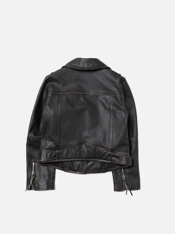 Greta Biker Leather Jacket Black - image 4