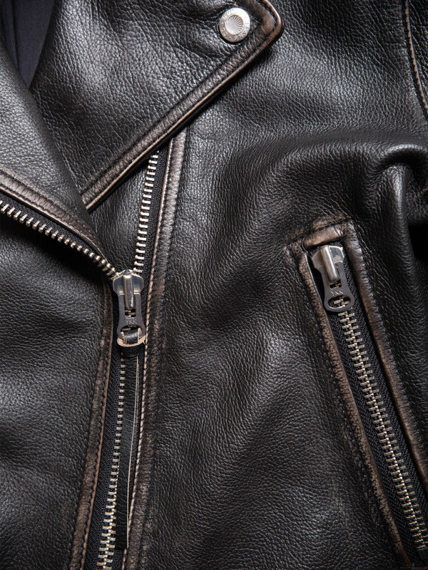 Greta Biker Leather Jacket Black - image 6
