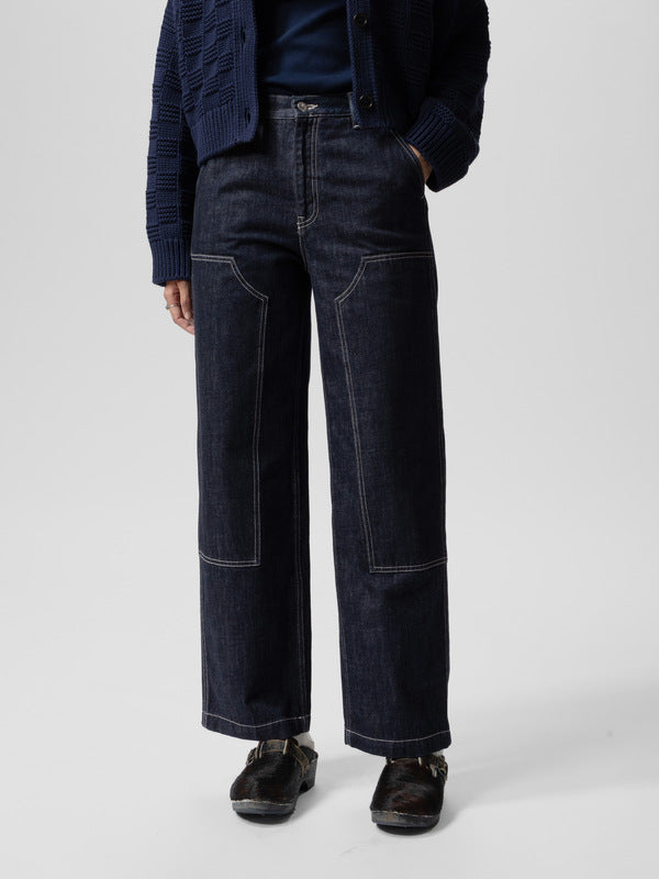 Wendy Double Knee Denim Pants Dark Blue - image 2