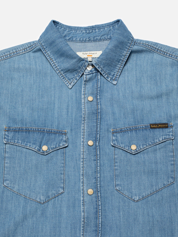 Gunnar Light Used Denim Shirt Light Blue - image 3