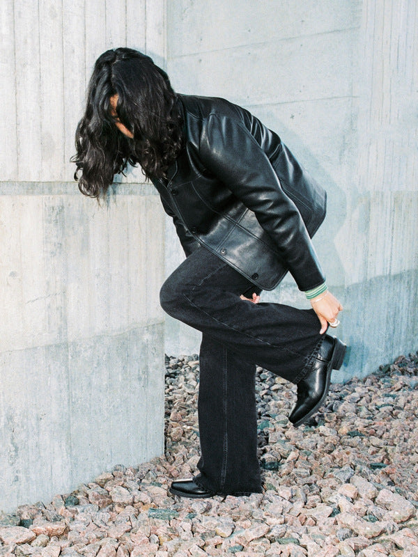 Saga Leather Blazer Black