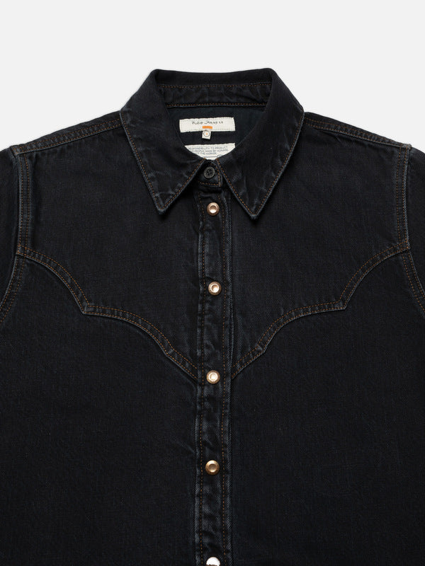 Lotta Western Cut Denim Shirt Black - image 2