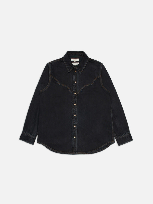 Lotta Western Cut Denim Shirt Black