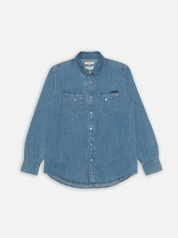 Gunnar Light Used Denim Shirt Light Blue - image 2