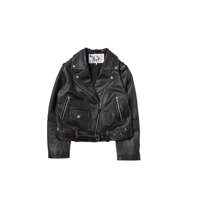 Greta Biker Leather Jacket Black - image 9