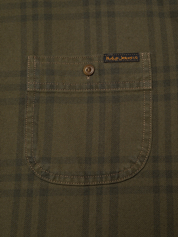 Julian Worker Plaid Check Shirt Olive - image 6