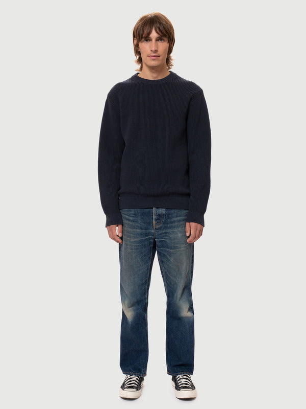 August Rib Cotton Sweater Navy - image 3
