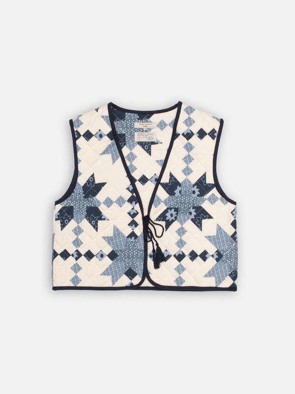 Lill Quilted Cotton Vest Offwhite/Blue - image 2