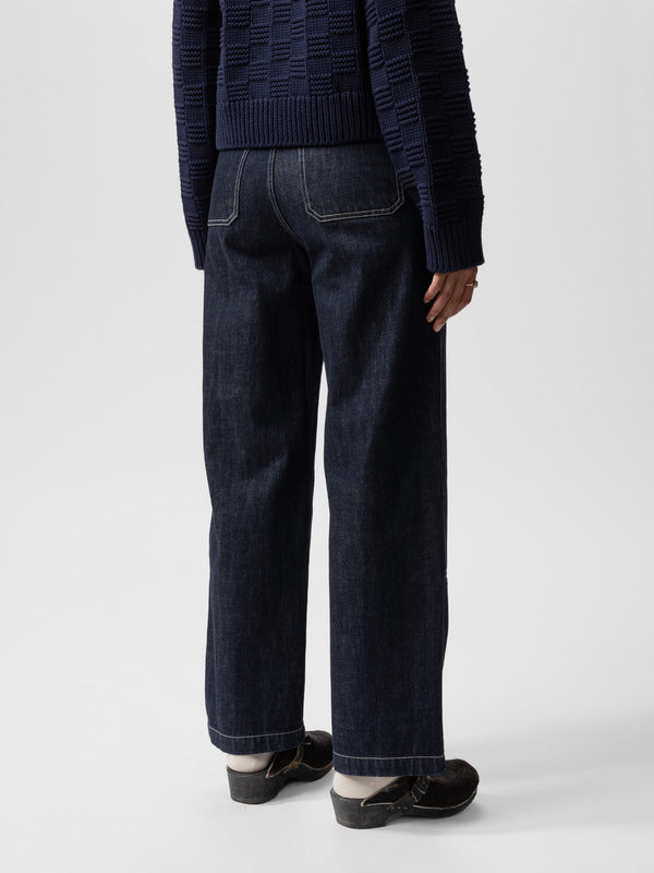 Wendy Double Knee Denim Pants Dark Blue - image 3