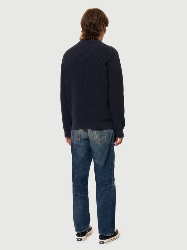 August Rib Cotton Sweater Navy - image 4