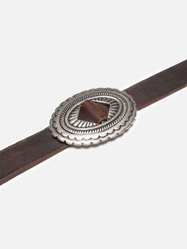 Western Concho Silver Belt Dark Brown - image 4