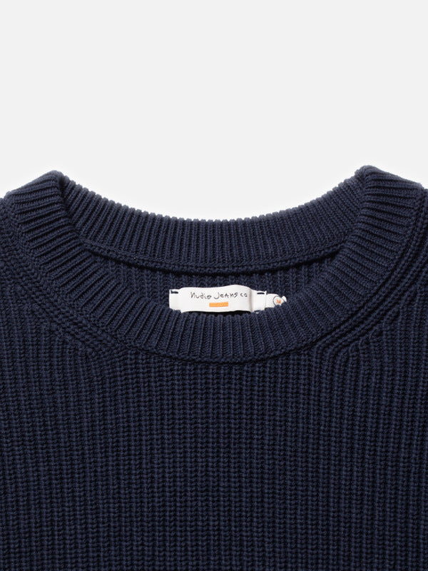 August Rib Cotton Sweater Navy - image 5