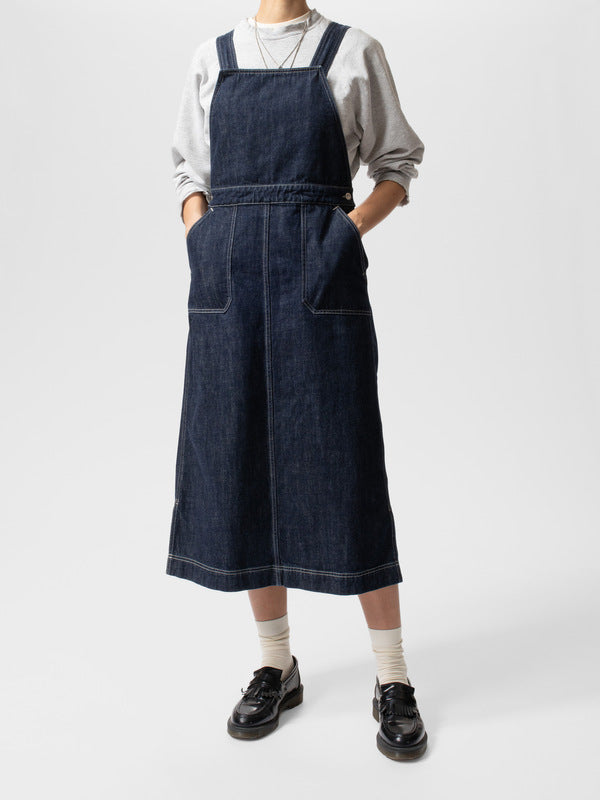 Malwa Workwear Denim Dress Dark Blue