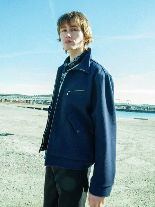 Blake Wool  Zip Jacket Blueberry