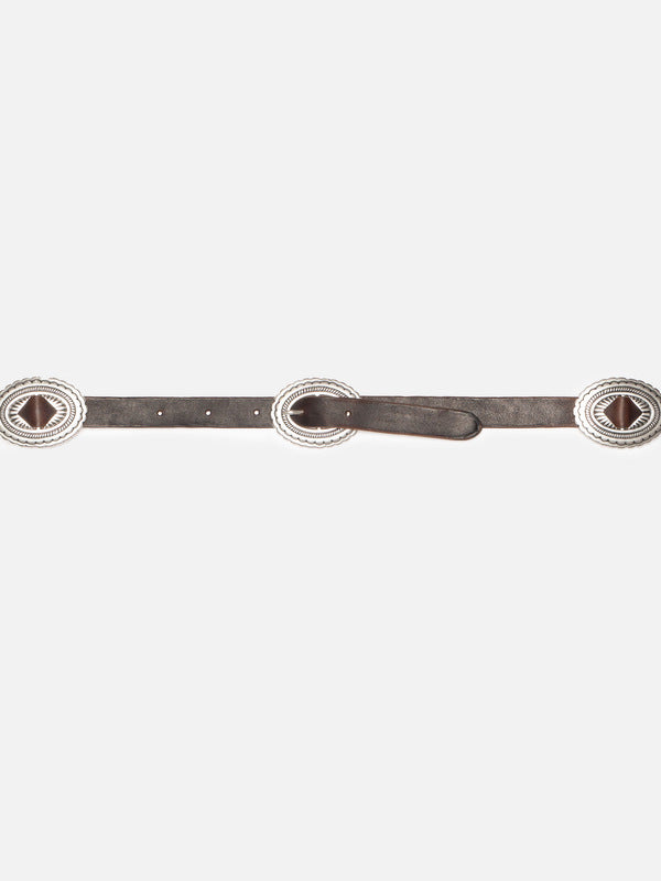 Western Concho Silver Belt Dark Brown - image 5